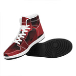Red Geometric Print High Top Leather Sneakers