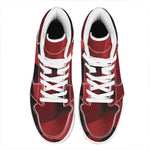 Red Geometric Print High Top Leather Sneakers