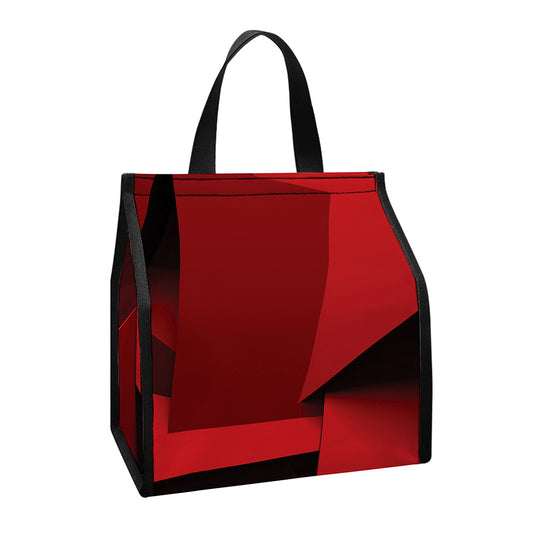 Red Geometric Print Insulated Lunch Tote
