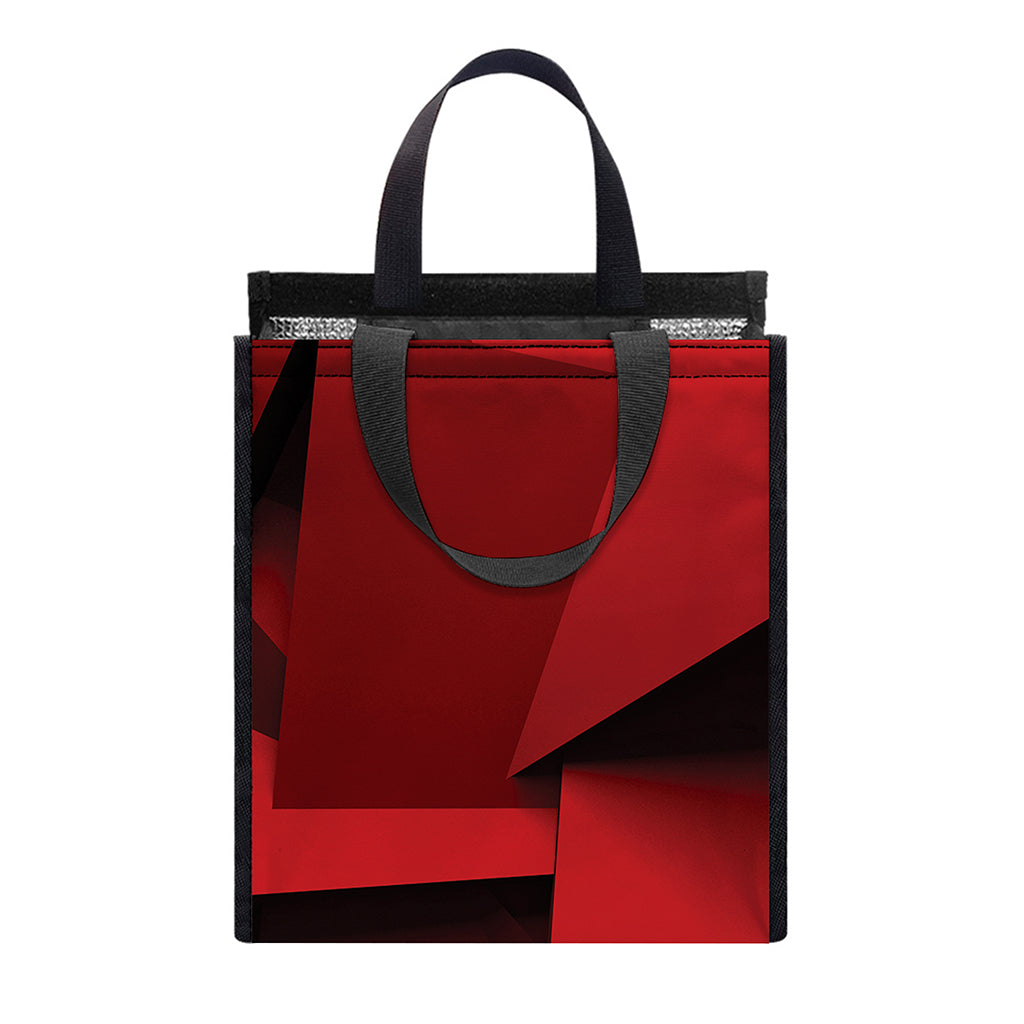 Red Geometric Print Insulated Lunch Tote