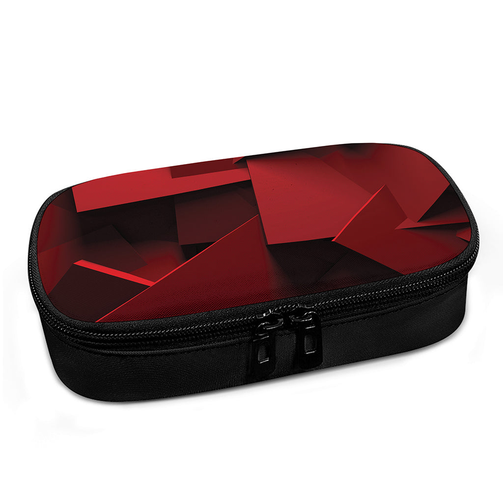Red Geometric Print Insulin Cooler Travel Case