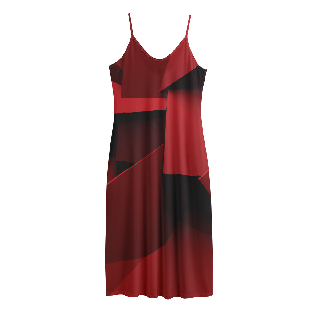 Red Geometric Print Jersey Midi Cami Dress