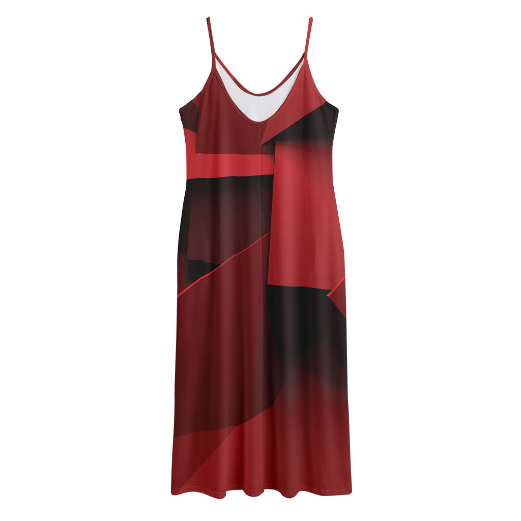 Red Geometric Print Jersey Midi Cami Dress