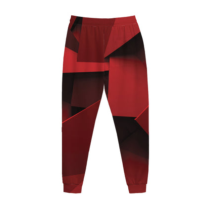 Red Geometric Print Jogger Pants