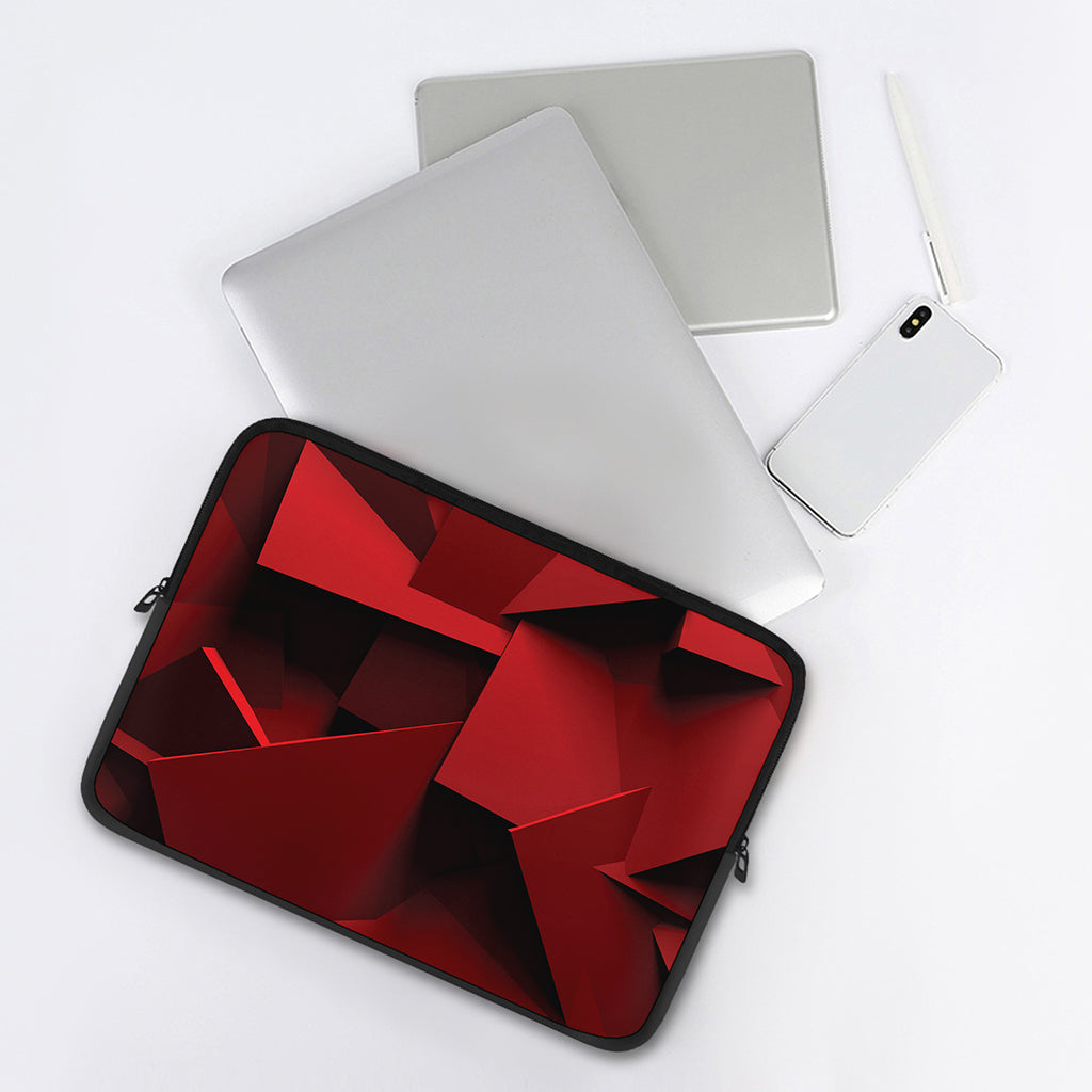 Red Geometric Print Laptop Sleeve