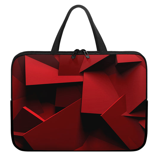 Red Geometric Print Laptop Sleeve With Handle