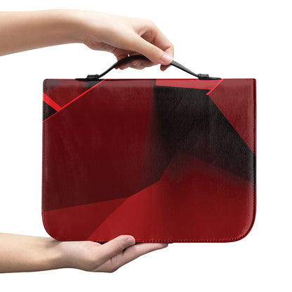Red Geometric Print Leather Bible Cover