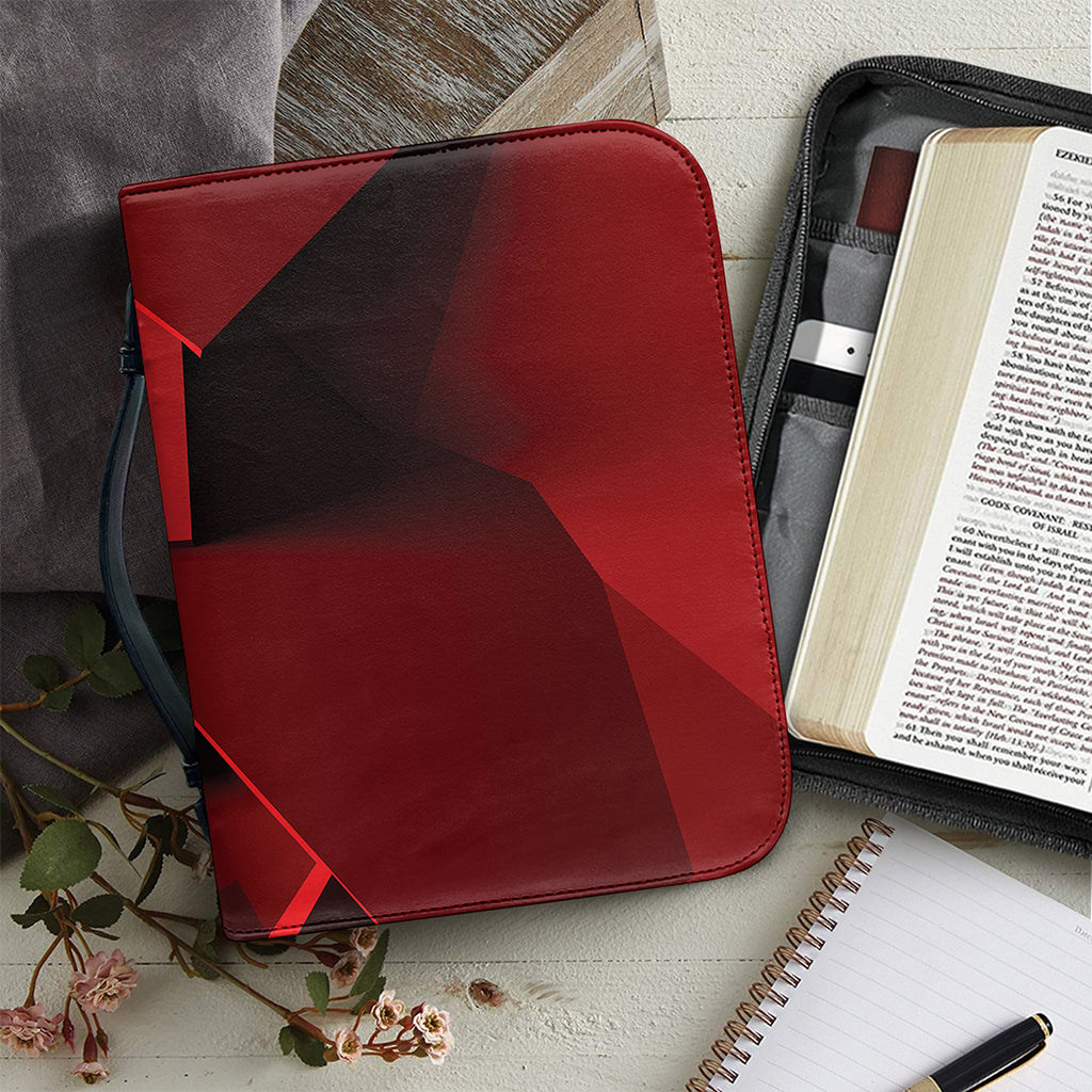 Red Geometric Print Leather Bible Cover