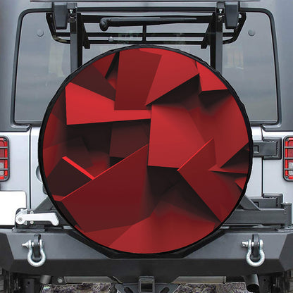 Red Geometric Print Leather Spare Tire Cover