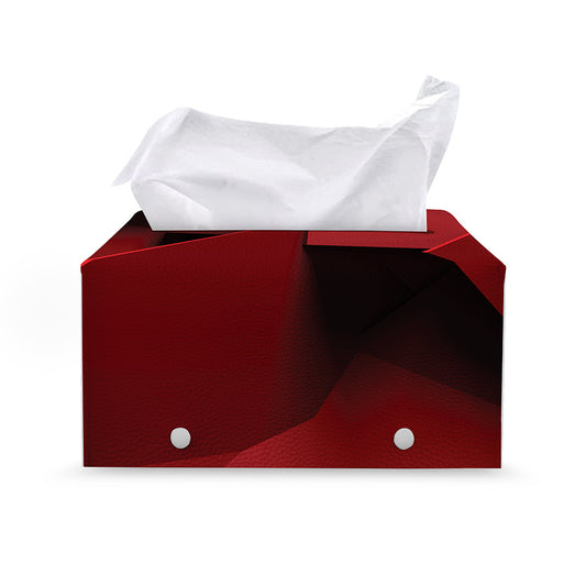 Red Geometric Print Leather Tissue Box Cover