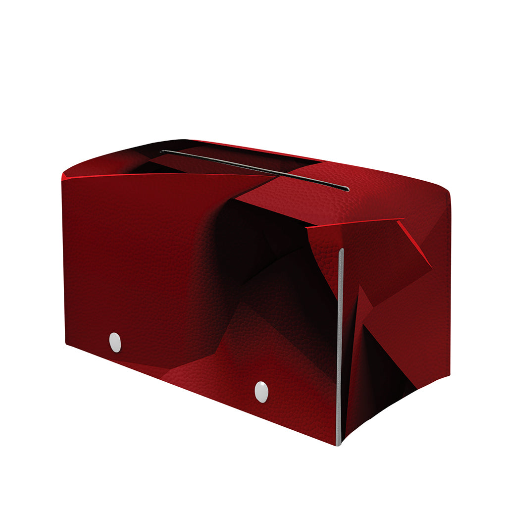 Red Geometric Print Leather Tissue Box Cover