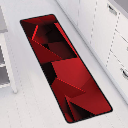 Red Geometric Print Long Kitchen Mat