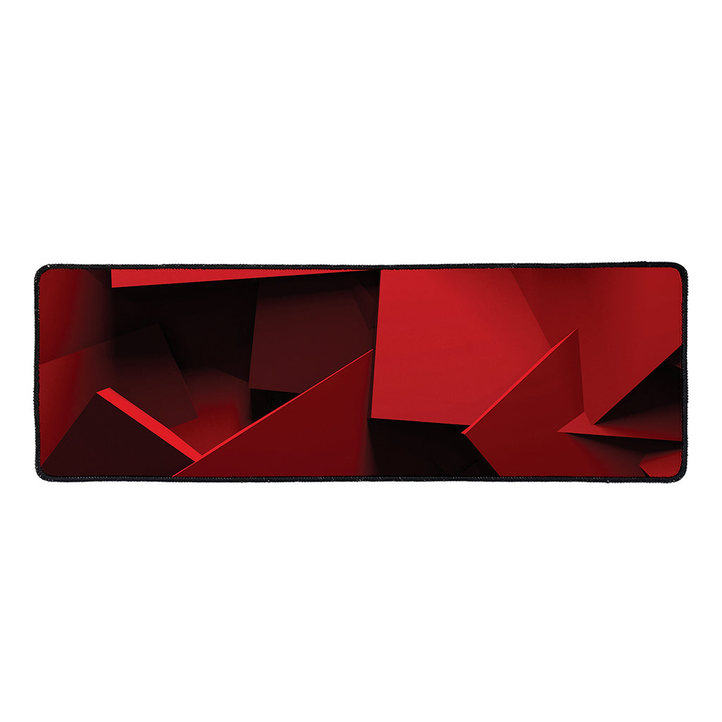 Red Geometric Print Long Kitchen Mat