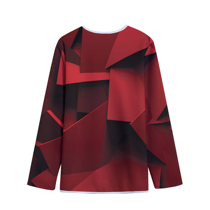 Red Geometric Print Long Sleeve Short Coat