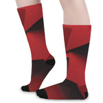 Red Geometric Print Long Socks