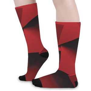 Red Geometric Print Long Socks