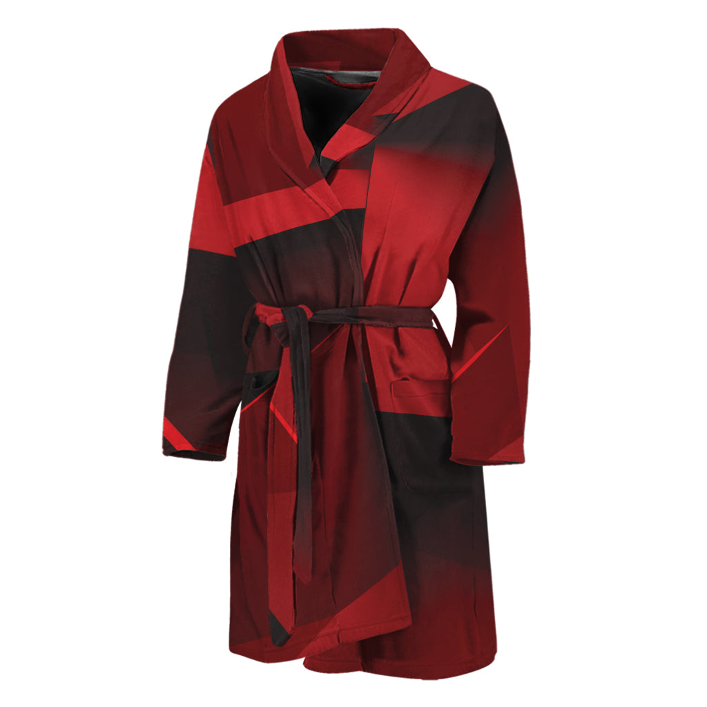 Red Geometric Print Men's Bathrobe
