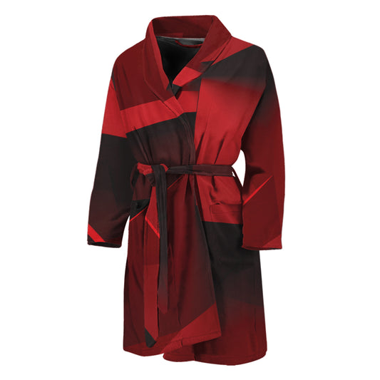 Red Geometric Print Men's Bathrobe