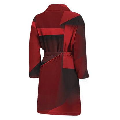 Red Geometric Print Men's Bathrobe