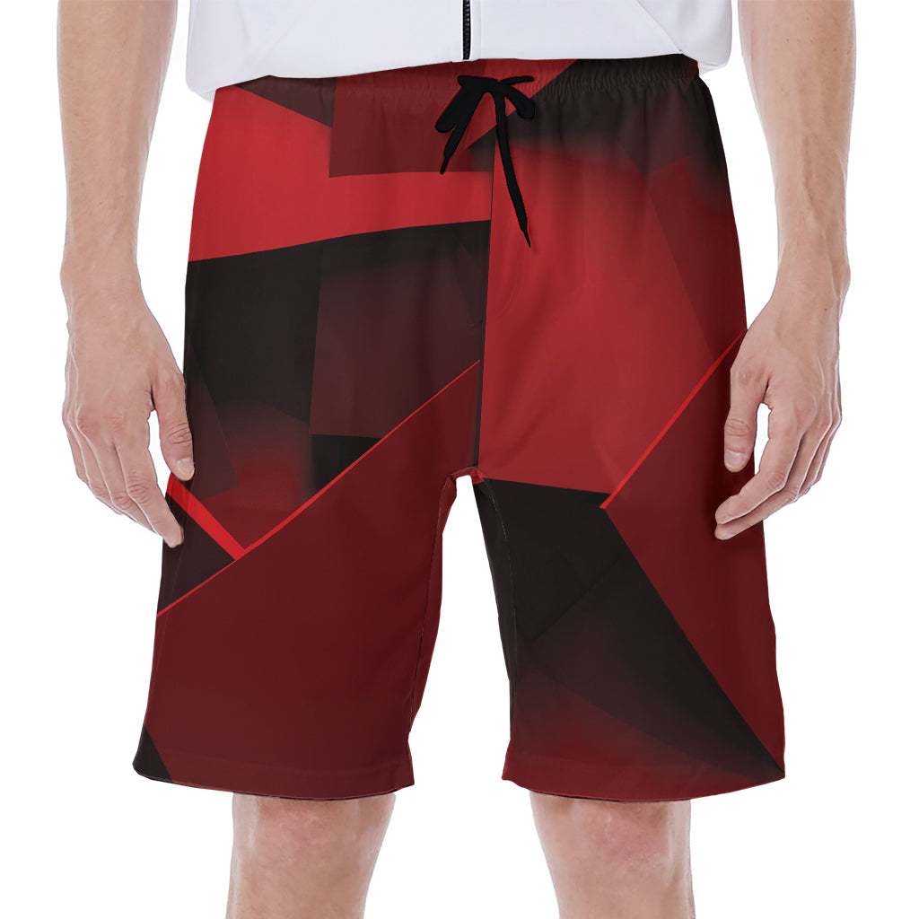 Red Geometric Print Men's Beach Shorts