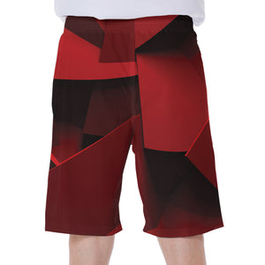 Red Geometric Print Men's Beach Shorts