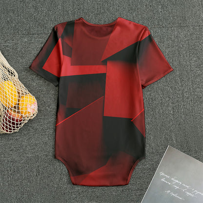 Red Geometric Print Men's Bodysuit