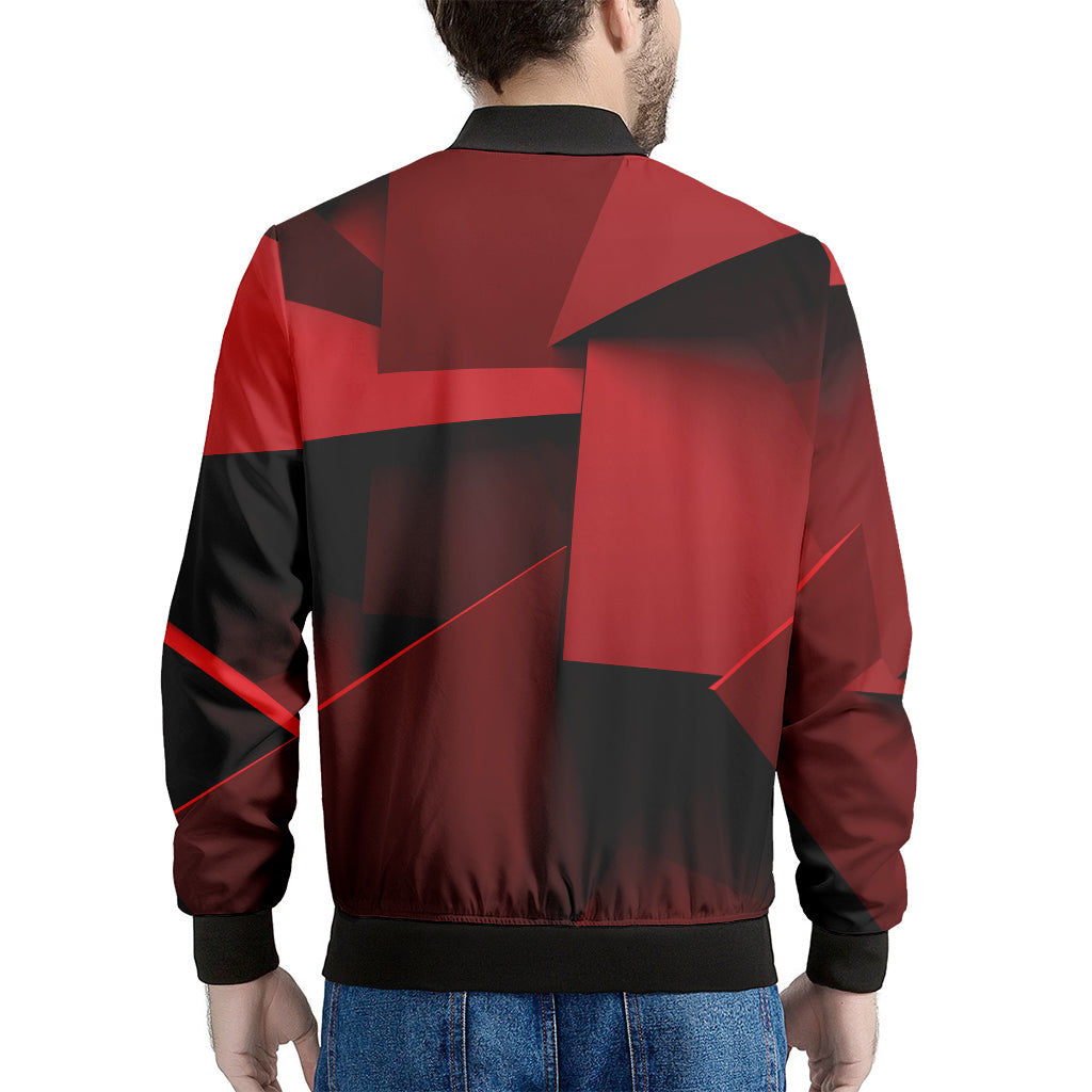 Red Geometric Print Men's Bomber Jacket