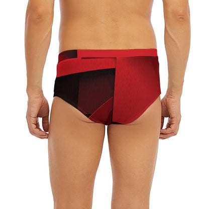 Red Geometric Print Men's Briefs