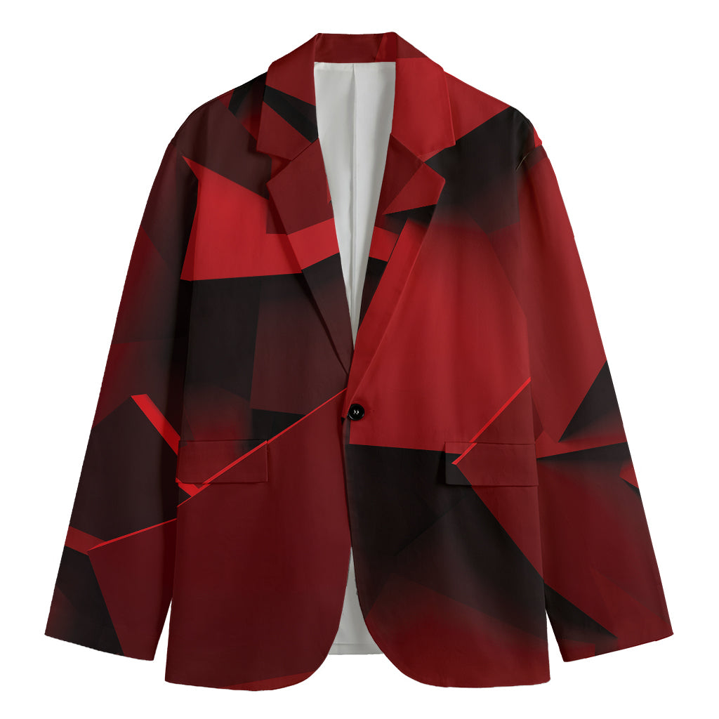 Red Geometric Print Men's Cotton Blazer
