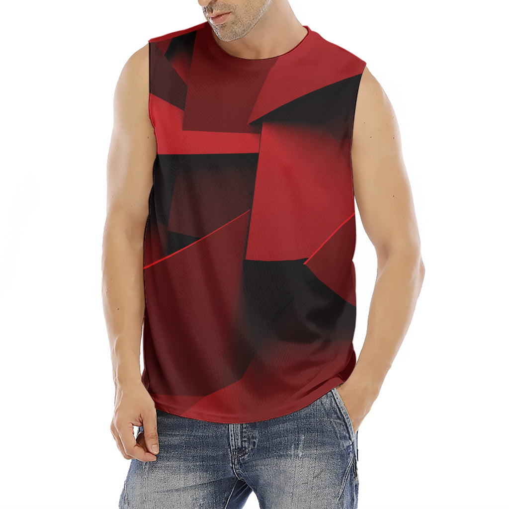 Red Geometric Print Men's Fitness Tank Top