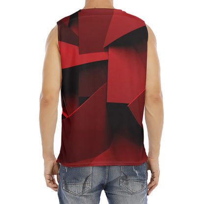 Red Geometric Print Men's Fitness Tank Top