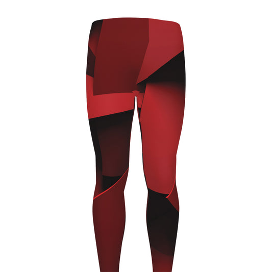 Red Geometric Print Men's leggings
