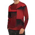 Red Geometric Print Men's Long Sleeve Rash Guard