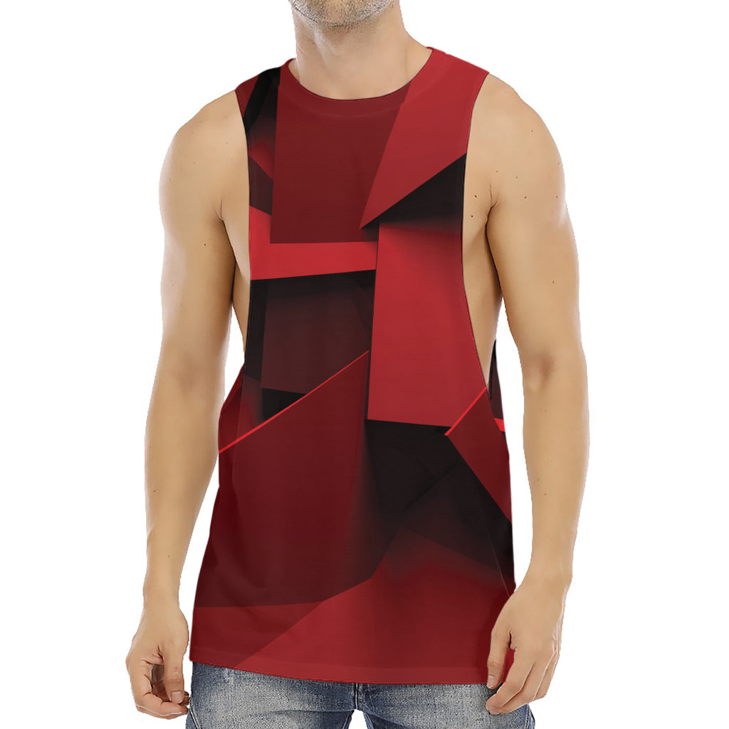Red Geometric Print Men's Muscle Tank Top