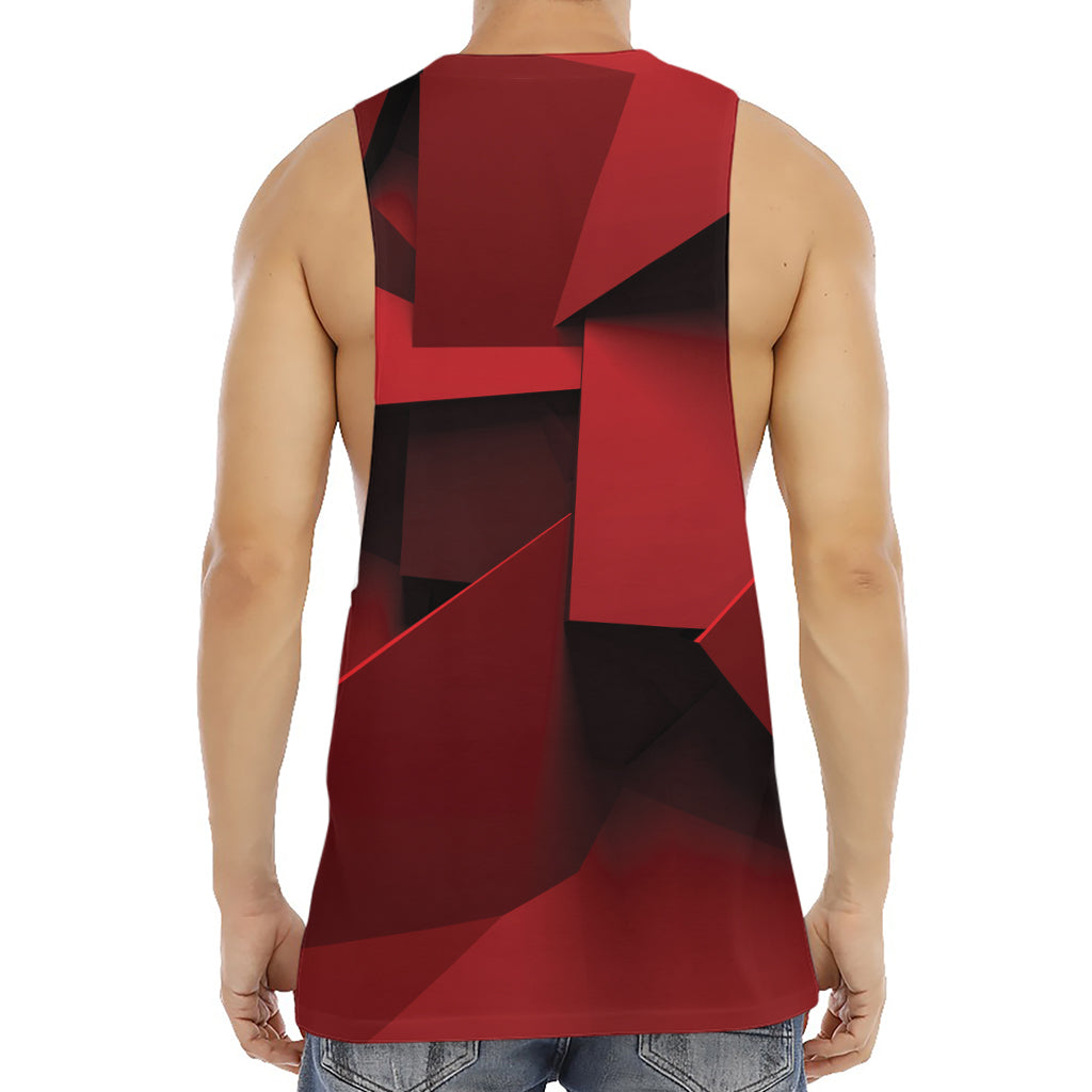 Red Geometric Print Men's Muscle Tank Top