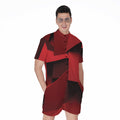 Red Geometric Print Men's Romper