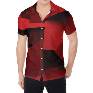 Red Geometric Print Men's Shirt