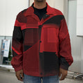 Red Geometric Print Men's Shirt Jacket