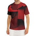 Red Geometric Print Men's Short Sleeve Rash Guard