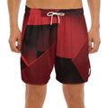 Red Geometric Print Men's Split Running Shorts