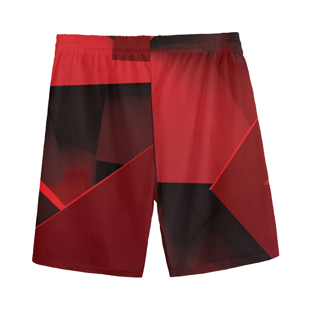 Red Geometric Print Men's Sports Shorts