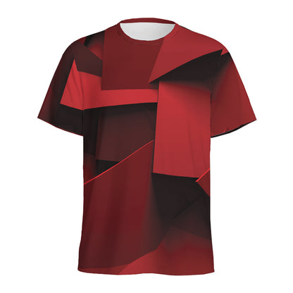 Red Geometric Print Men's Sports T-Shirt