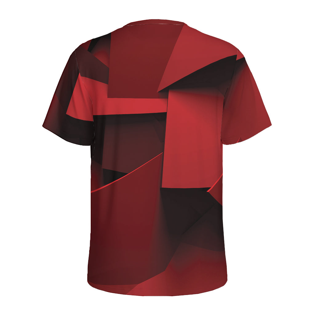Red Geometric Print Men's Sports T-Shirt