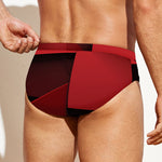 Red Geometric Print Men's Swim Briefs