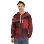 Red Geometric Print Men's Velvet Pullover Hoodie