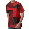 Red Geometric Print Men's Velvet T-Shirt