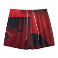 Red Geometric Print Mesh Shorts