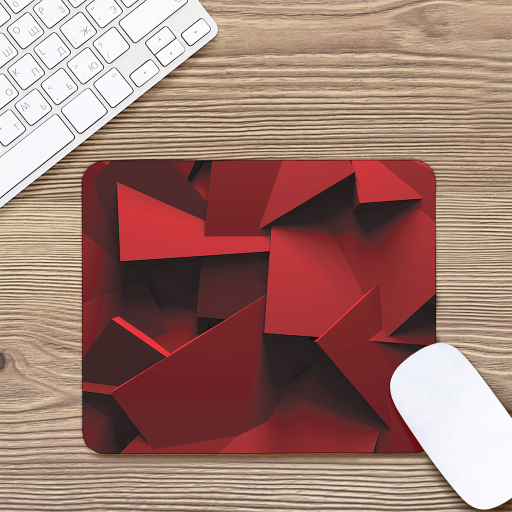Red Geometric Print Mouse Pad