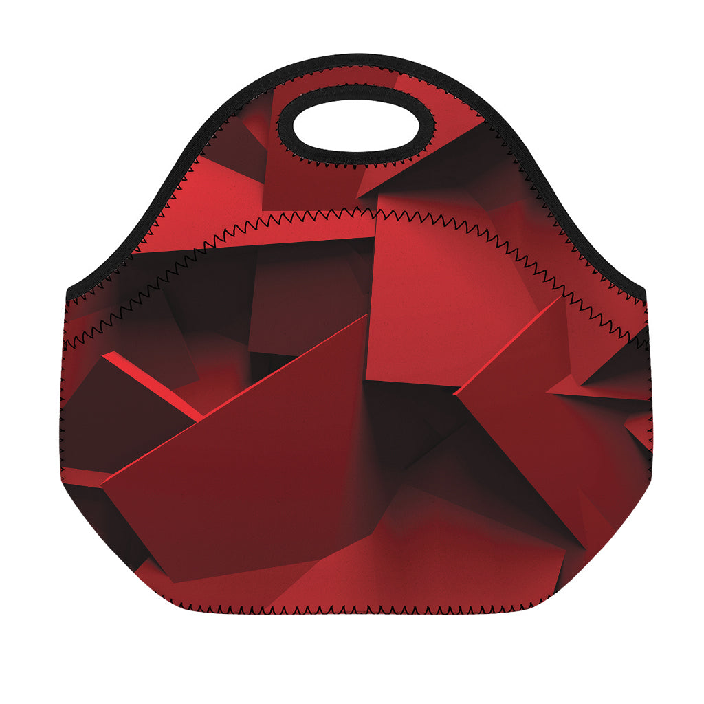 Red Geometric Print Neoprene Lunch Bag