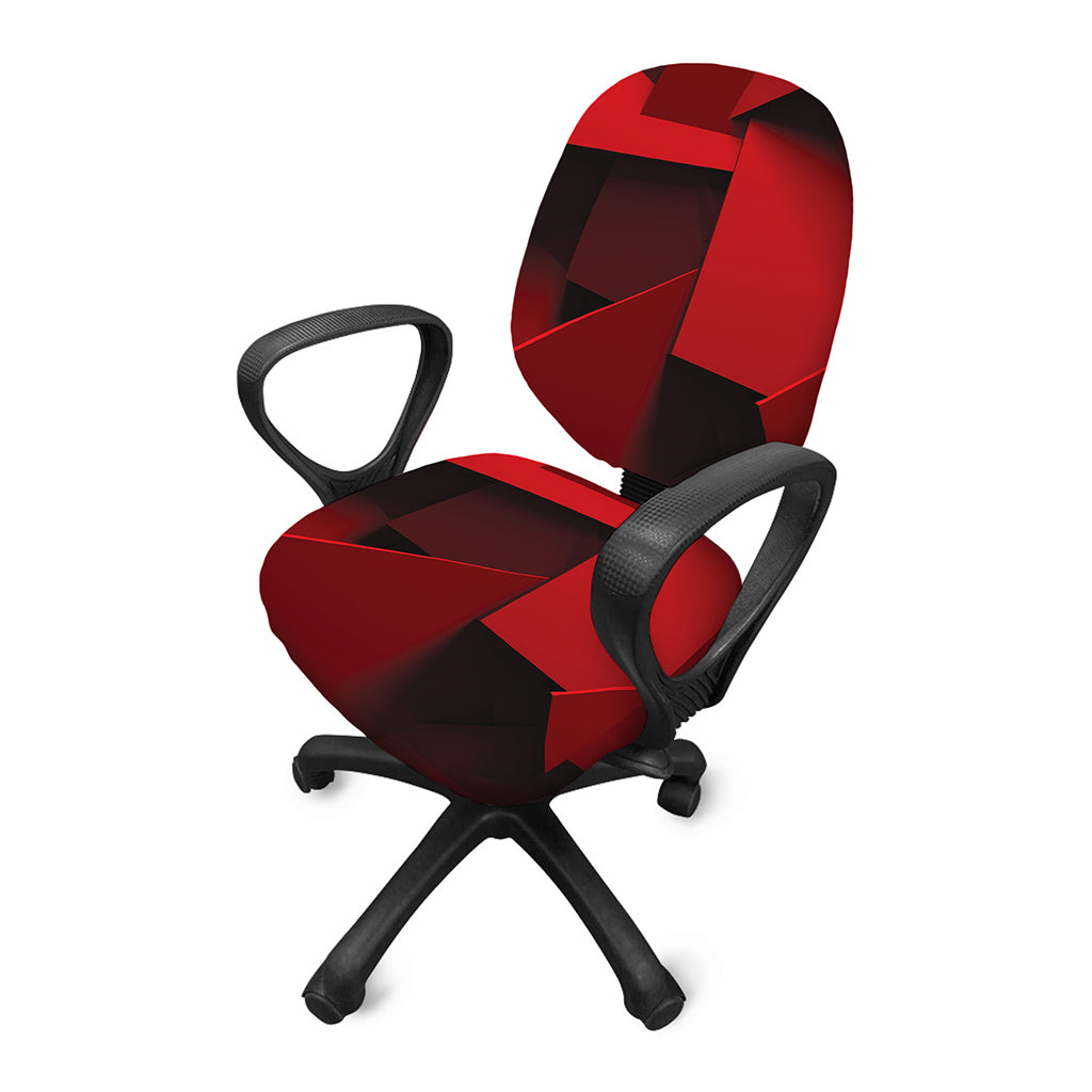 Red Geometric Print Office Chair Cover